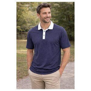 HEAD Golf Men’s Performance Polo Shirt Navy Blue White Collar Size XL-NWT